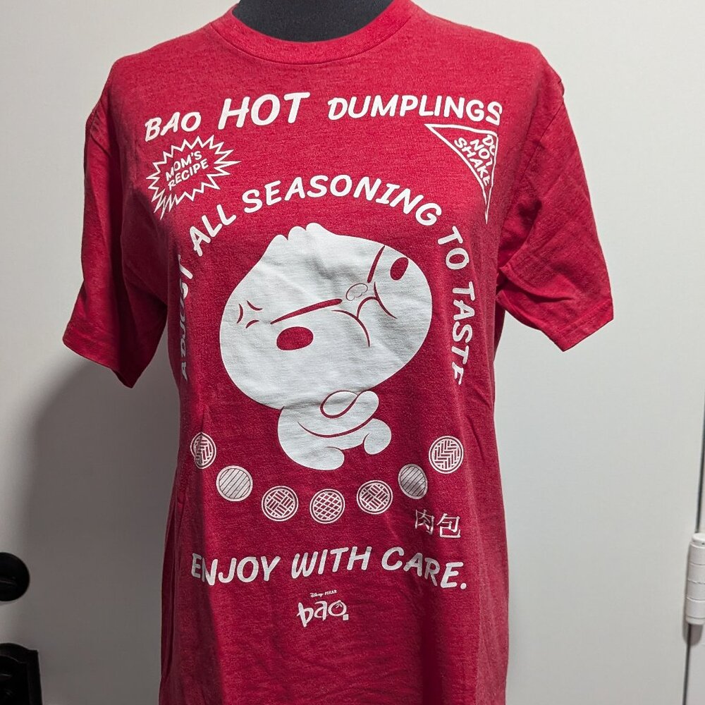 Disney Pixar Bao T-Shirt Small — Red Graphic Tee — Cute Foodie Shirt